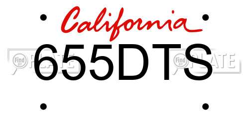 655DTS California License Plate