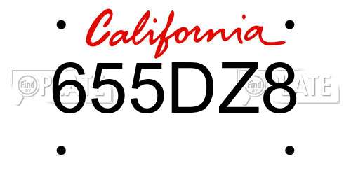 655DZ8 California License Plate