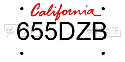 655DZB California License Plate