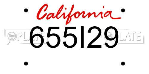 655I29 California License Plate