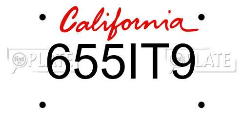 655IT9 California License Plate