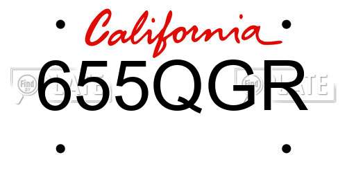 655QGR California License Plate