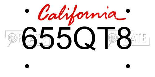 655QT8 California License Plate