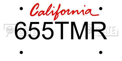 655TMR California License Plate