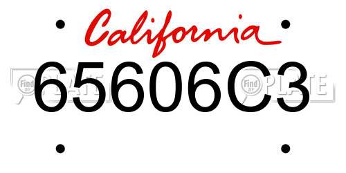 65606C3 California License Plate