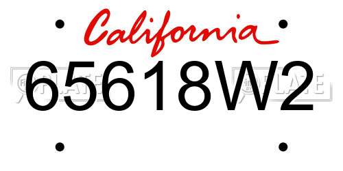 65618W2 California License Plate