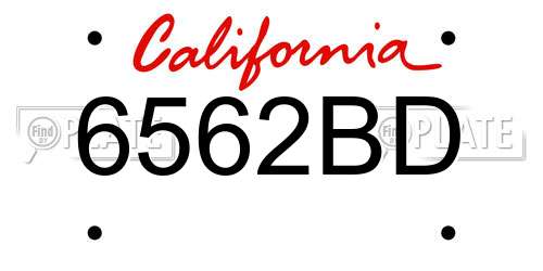 6562BD California License Plate