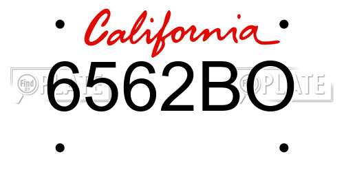 6562BO California License Plate