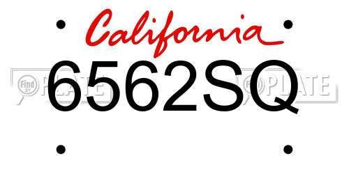 6562SQ California License Plate