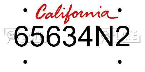 65634N2 California License Plate