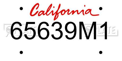 65639M1 California License Plate