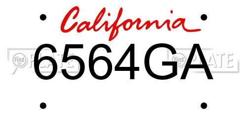 6564GA California License Plate