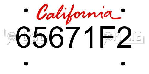 65671F2 California License Plate