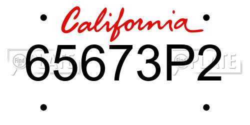 65673P2 California License Plate