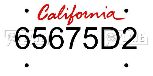 65675D2 California License Plate