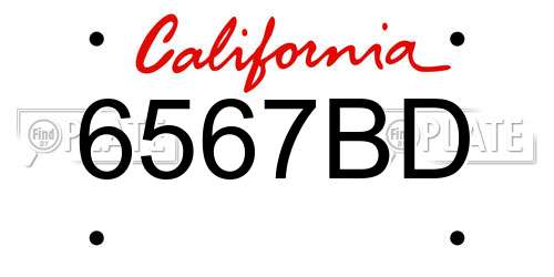 6567BD California License Plate