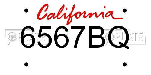6567BQ California License Plate