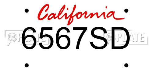 6567SD California License Plate