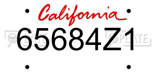 65684Z1 California License Plate