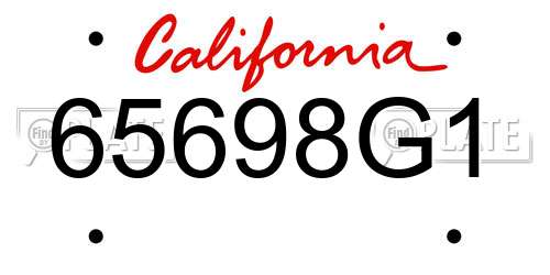 65698G1 California License Plate