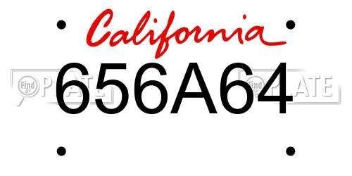 656A64 California License Plate