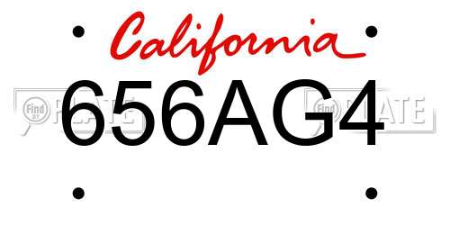 656AG4 California License Plate