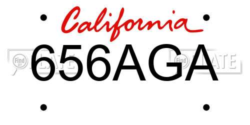 656AGA California License Plate