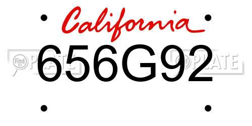 656G92 California License Plate