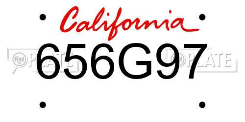 656G97 California License Plate