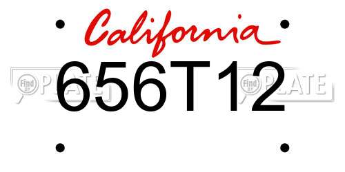 656T12 California License Plate