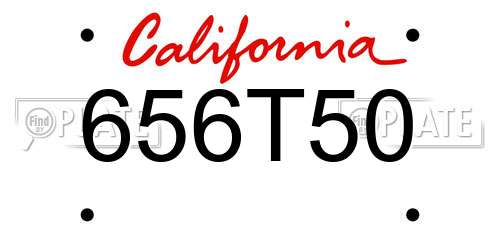 656T50 California License Plate