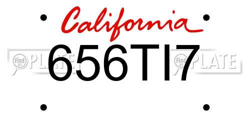656TI7 California License Plate