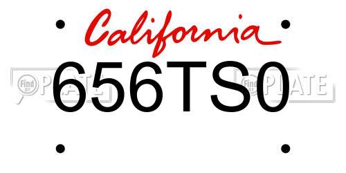 656TS0 California License Plate
