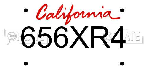 656XR4 California License Plate