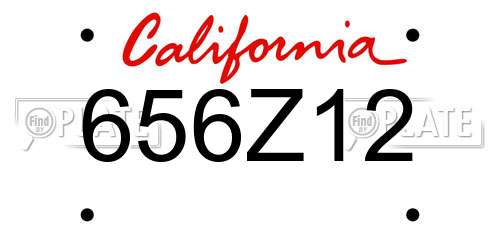 656Z12 California License Plate
