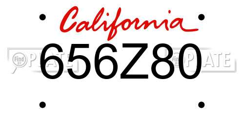 656Z80 California License Plate