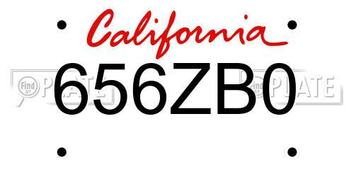 656ZB0 California License Plate
