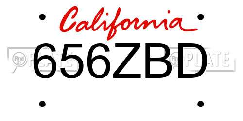 656ZBD California License Plate