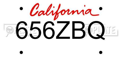 656ZBQ California License Plate
