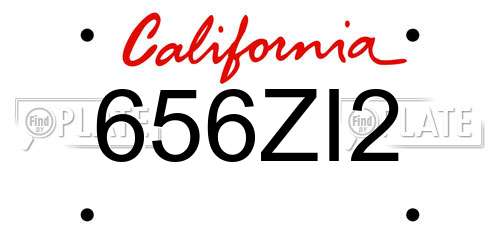 656ZI2 California License Plate