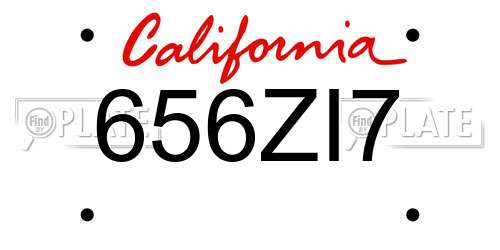 656ZI7 California License Plate