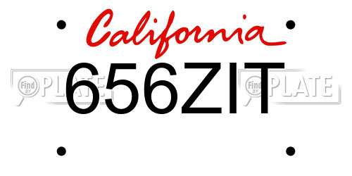 656ZIT California License Plate
