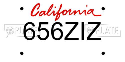 656ZIZ California License Plate