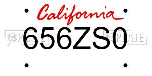 656ZS0 California License Plate