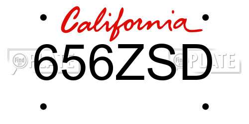 656ZSD California License Plate