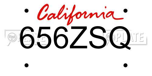 656ZSQ California License Plate