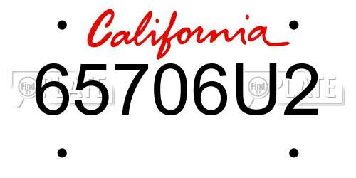 65706U2 California License Plate
