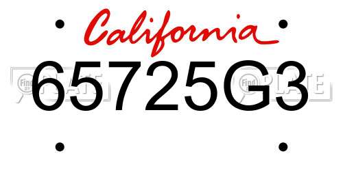 65725G3 California License Plate