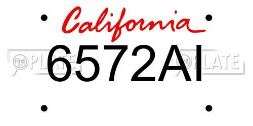 6572AI California License Plate