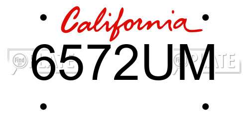 6572UM California License Plate
